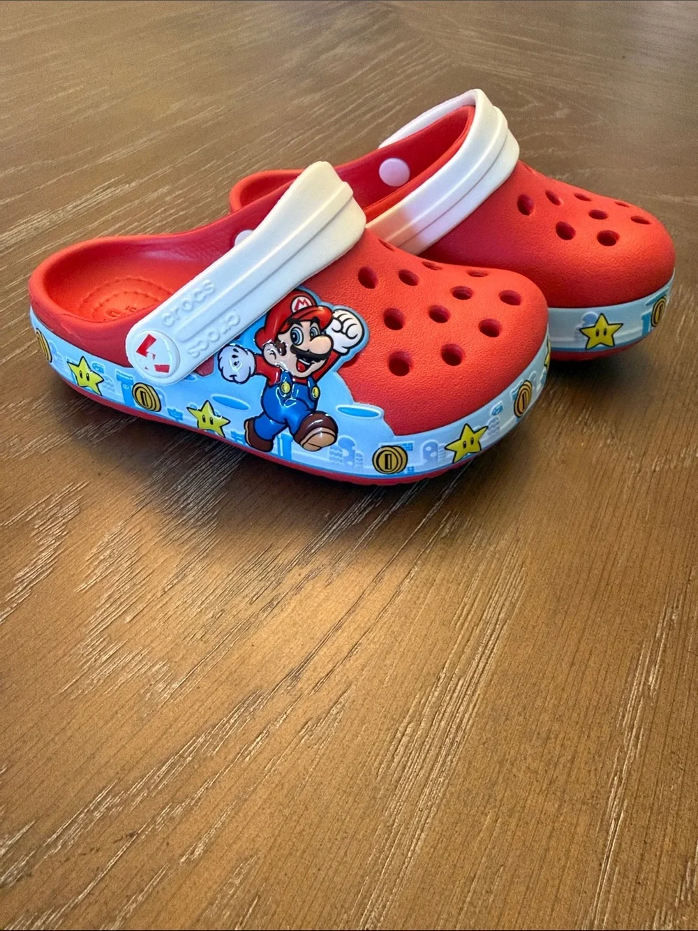 CROCS Kids Super Mario Red Clogs with White Strap